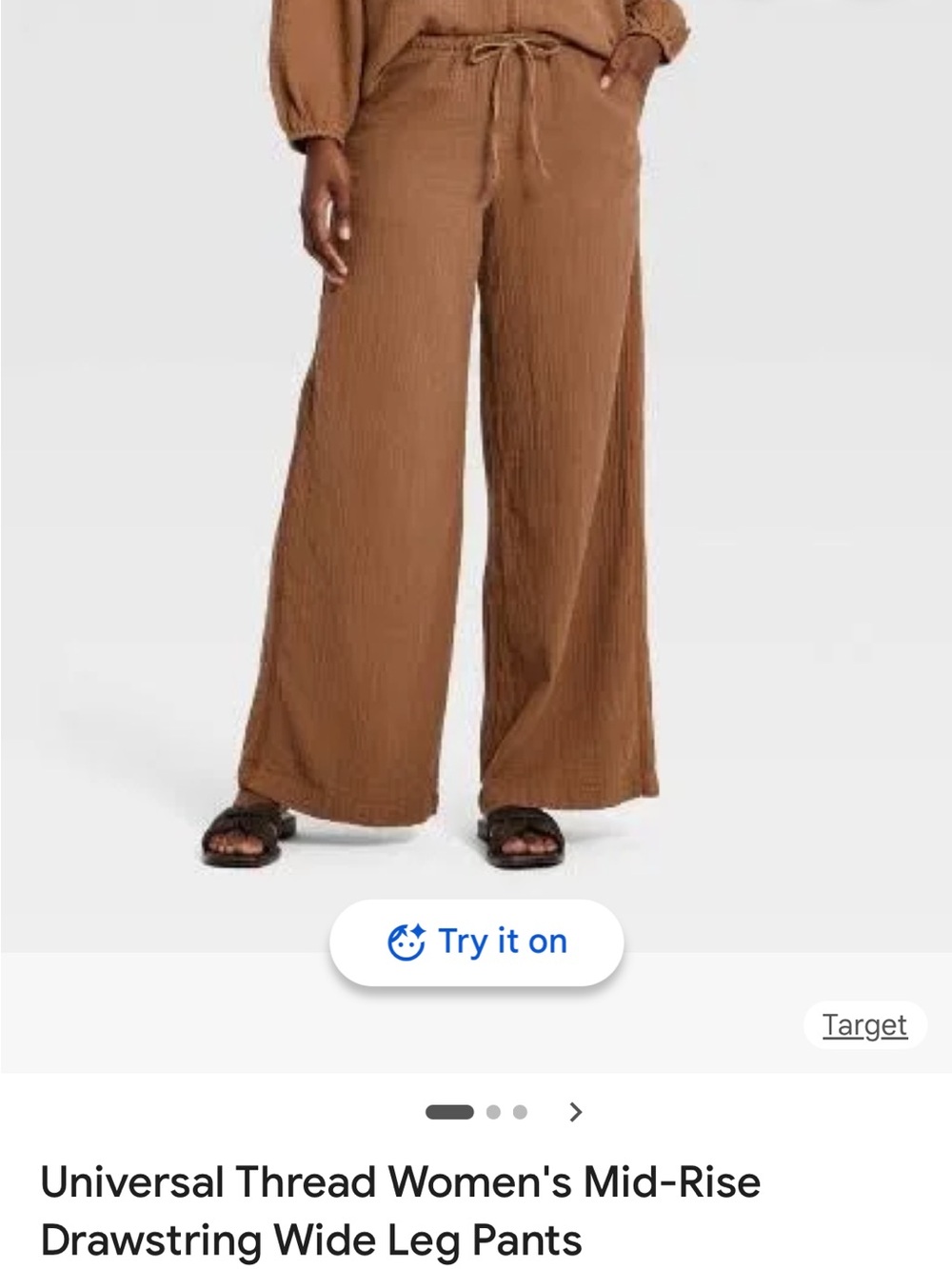 Universal Thread Relaxed Wide-Leg Drawstring Pants in Caramel